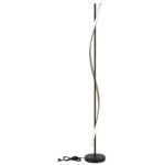 Lampă de podea metal negru mat, aluminiu întunecat cu efect de lemn, plastic opal, cablu PVC negru, comutator cu pedală în cablu, ø: 200mm, H: 1507mm, lungime cablu 1800mm, incl. LED 30W 230V, sursă 3180lm, ieșire 1225lm, 3000K - imagine 4
