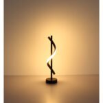 Lampă de masă metal negru mat, aluminiu întunecat cu efect de lemn, plastic opal, cablu PVC negru, comutator basculant pe cablu, ø: 155mm, H: 493mm, lungime cablu 1800mm, incl. LED 12.5W 230V, sursă 1380lm, ieșire 540lm, 3000K - imagine 5