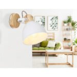 Spot bara, metal alb, metal imitatie lemn, intrarupator, BxH:150x185, AL:185, exkl. 1xE27 40W 230V - imagine 2