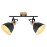 Spot metal negru, metal aspect lemn maro, LxLxH: 350x150x215, excl. 2xE27 40W 230V - imagine 4