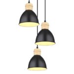 Suspensie metal negru mat, metal negru mat, alb, metal aspect lemn închis, cablu PVC negru, ø: 200mm, H: 1200mm, excl 3x E27 40W 230V - imagine 4