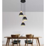 Suspensie metal negru mat, metal negru mat, alb, metal aspect lemn închis, cablu PVC negru, ø: 200mm, H: 1200mm, excl 3x E27 40W 230V