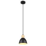 Suspensie metal negru mat, metal negru mat, alb, metal aspect lemn închis, cablu PVC negru, ø: 150mm, H: 1200mm, excl 1x E27 40W 230V