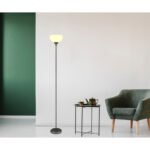 Lampă de podea metal titan mat, plastic opal, cablu PVC negru, comutator basculant pe cablu, ø: 250mm, H: 1785mm, lungime cablu 2800mm, excl. 1x E27 60W 230V