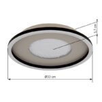 Plafonieră metal alb mat, metal gri periat, acril opal, plastic alb, mai multe niveluri prin comutator de perete, culorile pot fi fixate, funcție de memorie, ø: 330 mm, H: 57 mm, incl. LED 24W 230V, sursă 2900lm, ieșire 1000lm, CCT 2700/4500/6500K - imagine 6