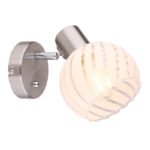 Spot bara, metal mat/sticla alba, intrerupator, BxH:130x150, AL:156, exkl. 1xE27 40W 230V
