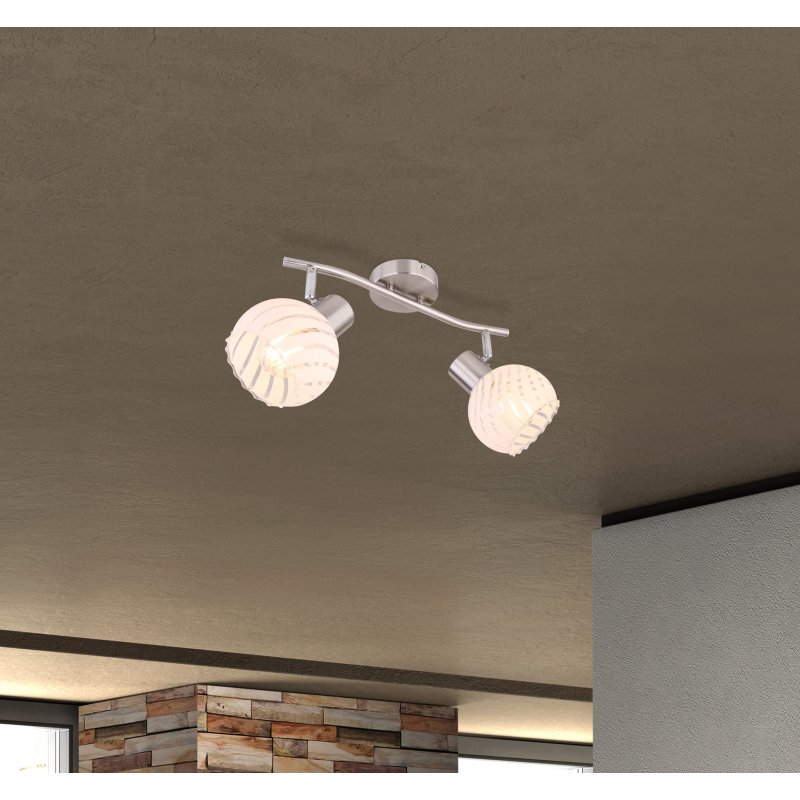 willy-54025-2-g25637-6 Spot bara, metal mat/sticla alba, LxBxH:360x190x192, exkl. 2xE27 40W 230V - imagine 1
