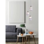 Suspensie, metal satinat/sticla cu model argintiu D:250, H:1200, exkl. 3xE14 40W 230V - imagine 2