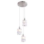 Suspensie, metal satinat/sticla cu model argintiu D:250, H:1200, exkl. 3xE14 40W 230V