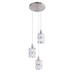 Suspensie, metal satinat/sticla cu model argintiu D:250, H:1200, exkl. 3xE14 40W 230V - imagine 3