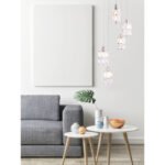 Suspensie, metal satinat/sticla cu model argintiu D:300, H:1200, exkl. 5xE14 40W 230V