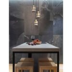 Suspensie metal negru mat, cristal fumuriu, cablu PVC negru, ø: 250mm, H: 1200mm, excl. 3x E14 40W 230V - imagine 2