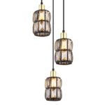 Suspensie metal negru mat, cristal fumuriu, cablu PVC negru, ø: 250mm, H: 1200mm, excl. 3x E14 40W 230V - imagine 4