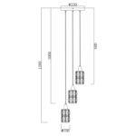 Suspensie metal negru mat, cristal fumuriu, cablu PVC negru, ø: 250mm, H: 1200mm, excl. 3x E14 40W 230V - imagine 5