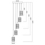 Suspensie metal negru mat, cristal fumuriu, cablu PVC negru, ø: 300mm, H: 1200mm, excl. 5x E14 40W 230V - imagine 5