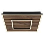 Plafonieră, metal negru mat, MDF cu efect de lemn închis, plastic opal, mai multe niveluri prin comutator de perete: cadru exterior, interior, ambele împreună; funcție de memorie, 450x450x60mm, incl. LED 36W 230V, sursă 3820lm, ieșire 1750lm, 3000K - imagine 4