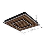 Plafonieră, metal negru mat, MDF cu efect de lemn închis, plastic opal, mai multe niveluri prin comutator de perete: cadru exterior, interior, ambele împreună; funcție de memorie, 450x450x60mm, incl. LED 36W 230V, sursă 3820lm, ieșire 1750lm, 3000K - imagine 6
