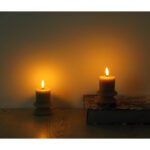 Lampă de masă plastic gri, plastic alb, comutator glisant, Efect de foc, Baterie inclusă 1x CR2032 210mAh, ø: 68mm, H: 118mm, Set cantitate 2Stk., incl. LED 0.06W 3V, 2000K - imagine 5