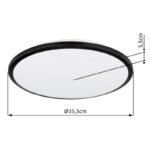 Plafonieră din plastic negru mat, plastic opal, ø: 350mm, H: 55mm, incl. LED 18W 230V, sursă 2050lm, 950lm, 3000K - imagine 6