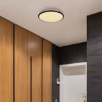 Plafonieră din plastic negru mat, plastic opal, ø: 350mm, H: 55mm, incl. LED 18W 230V, sursă 2050lm, 950lm, 3000K
