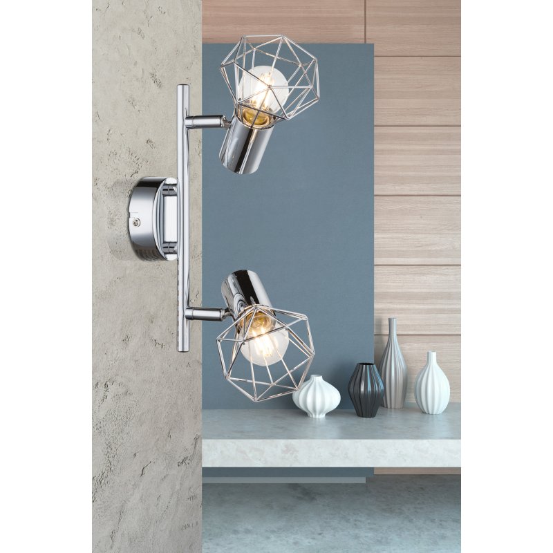xara-i-54802-2-g19376-6 Spot crom,grilaj crom, LxH: 255x150, excl 2xE14 40W 230V - imagine 1