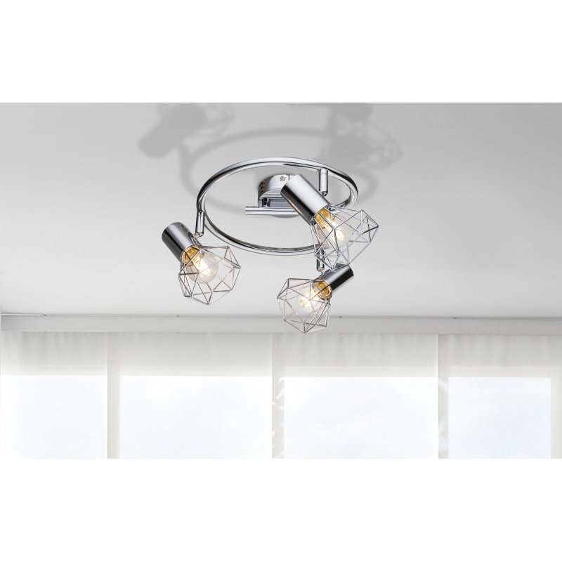 xara-i-54802-3-g19377-5 Spot crom,grilaj crom, D: 250, H: 150, excl 3xE14 40W 230V - imagine 1