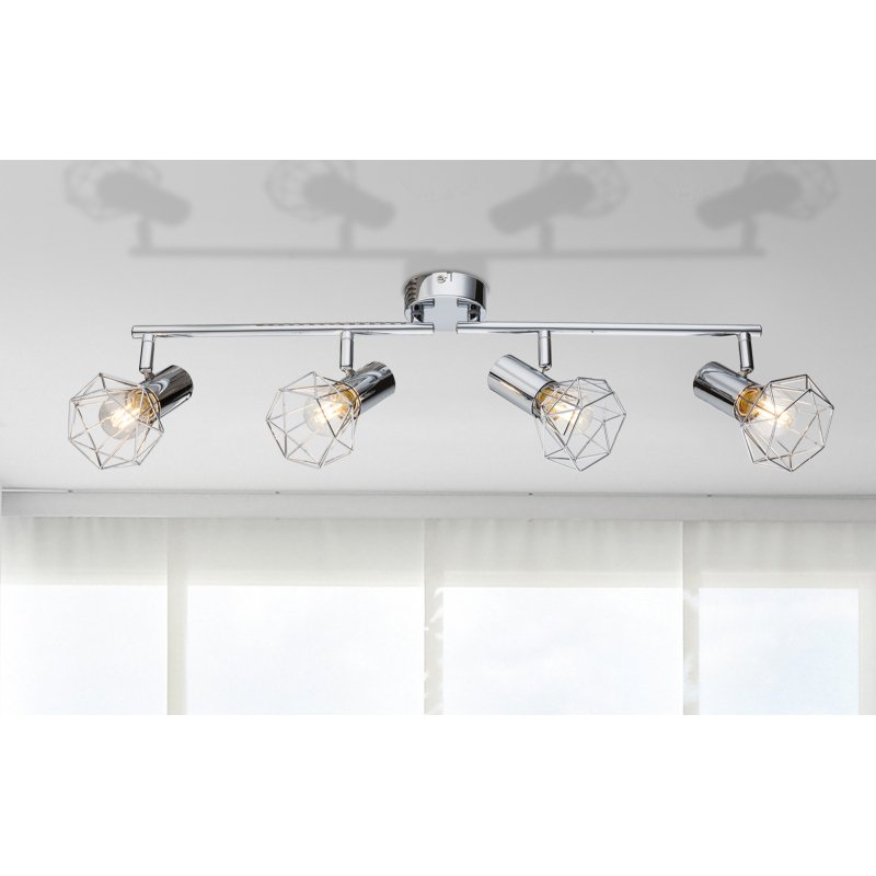 xara-i-54802-4-g19378-5 Spot crom,grilaj crom, LxH: 600x150, excl 4xE14 40W 230V - imagine 1