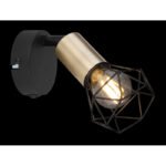 Spot metal negru/alama,abajur metalic,  BxH:80x135, AL:130, exkl. 1xE14 40W 230V - imagine 3