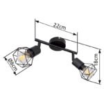 Spot bara, metal negru, LxBxH:220x80x180, exkl. 2xE14 40W 230V - imagine 6