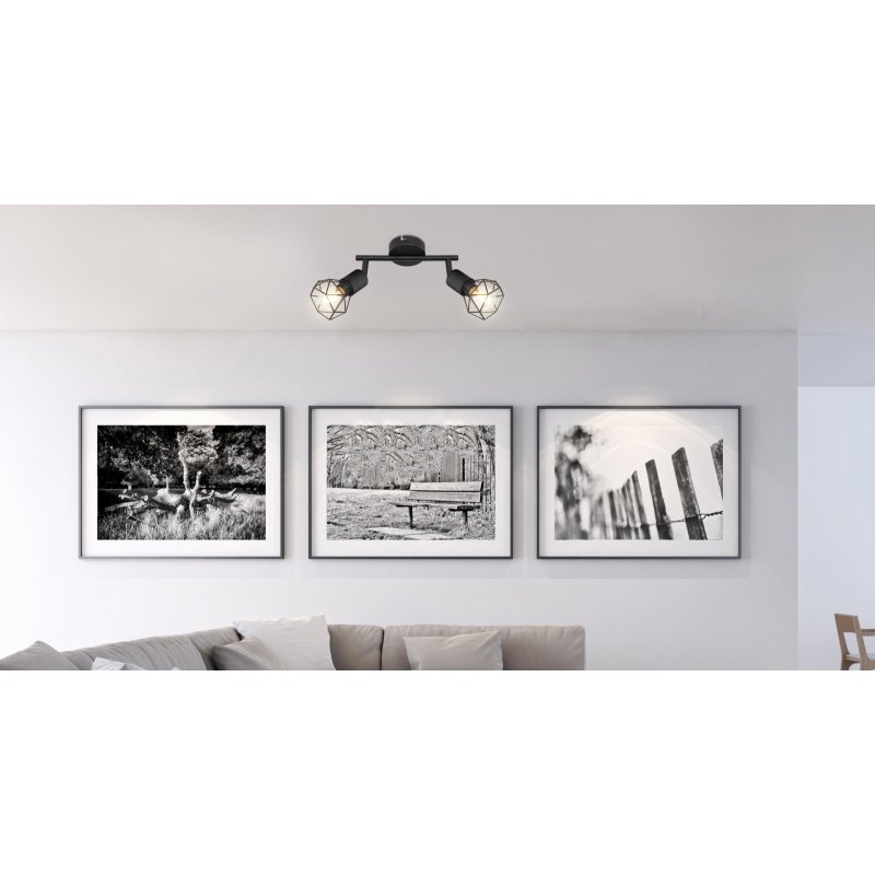 xara-i-54802s-2-g25201-6 Spot bara, metal negru, LxBxH:220x80x180, exkl. 2xE14 40W 230V - imagine 1