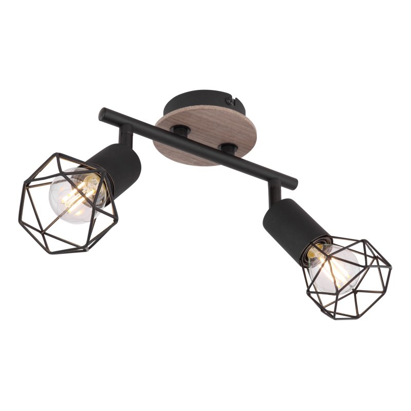 xara-i-54802s-2h-g26525 Spot metal negru/lemn,abajur metalic, LxBxH:220x80x180, exkl. 2xE14 40W 230V - imagine 1