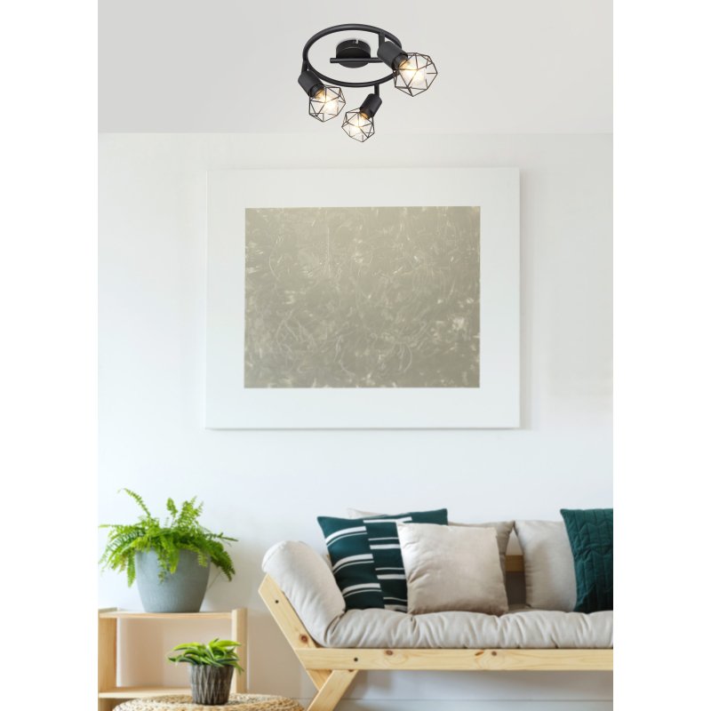 xara-i-54802s-3-g25202-6 Spot bara, metal negru, D:230, H:180, exkl. 3xE14 40W 230V - imagine 1
