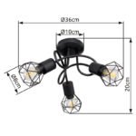 Plafoniera, metal negru, D:360, H:200, exkl. 3xE14 40W 230V - imagine 6
