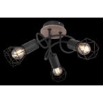 Plafoniera metal negru/lemn,abajur metalic, D:360, H:200, exkl. 3xE14 40W 230V - imagine 3