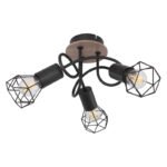 Plafoniera metal negru/lemn,abajur metalic, D:360, H:200, exkl. 3xE14 40W 230V - imagine 4