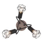 Plafoniera metal negru/lemn,abajur metalic, D:360, H:200, exkl. 3xE14 40W 230V - imagine 5