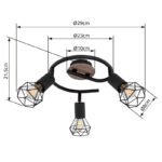 Plafonieră Xara I, Negru-wenge, E14 3x40W, Ø230mm, Globo - imagine 6