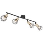 Spot metal negru/alama,abajur metalic negru, orientabil, LxBxH:600x80x205, exkl. 4xE14 40W 230V