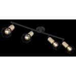 Spot metal negru/alama,abajur metalic negru, orientabil, LxBxH:600x80x205, exkl. 4xE14 40W 230V - imagine 3