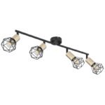Spot metal negru/alama,abajur metalic negru, orientabil, LxBxH:600x80x205, exkl. 4xE14 40W 230V - imagine 4