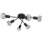 Plafoniera, metal negru, D:630, H:180, exkl. 6xE14 40W 230V - imagine 4