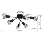 Plafoniera, metal negru, D:630, H:180, exkl. 6xE14 40W 230V - imagine 6