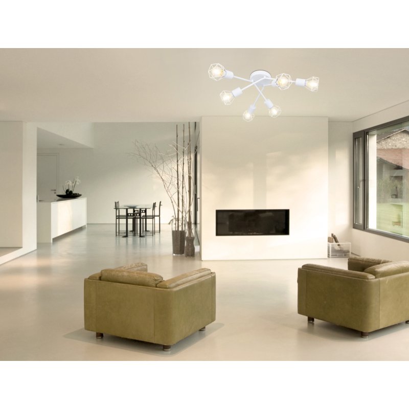xara-i-54802w-6-g25211-6 Plafoniera, metal alb, D:630, H:180, exkl. 6xE14 40W 230V - imagine 1