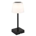Lampă de masă plastic negru mat, aluminiu negru mat, plastic opal, touch on/off, touch dimmer, excl. adaptor, USB-A 2.0/USB-C, încărcare aprox. 4 ore, iluminare aprox. 4 ore, ø 85mm, 255mm, incl. LED 2W 230V, sursă 120lm, ieșire 100lm, CCT 3000-6500K
