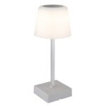 Lampă de masă plastic argintiu mat, aluminiu argintiu mat, plastic opal, touch on/off, touch dimmer, excl. adaptor, USB-A 2.0/USB-C, încărcare aprox. 4 ore, iluminare aprox. 4 ore, ø 85mm, 255mm, LED 2W 230V, sursă 120lm, ieșire 100lm, CCT 3000-6500K