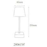Lampă de masă plastic alb mat, aluminiu alb mat, plastic opal, touch on/off, touch dimmer, excl. adaptor, USB-A 2.0/USB-C, încărcare aprox. 4 ore, iluminare aprox. 4 ore, ø 85mm, H: 255mm, incl. LED 2W 230V, sursă 120lm, ieșire 100lm, CCT 3000-6500K - imagine 6