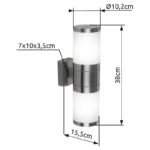 Aplica de exterior din oțel inoxidabil, sticlă , în sus în jos, IP44, xlxh: 102x155x370, AL: 155, excl 2xE27 60W 230V. - imagine 3
