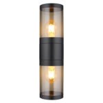Corp de iluminat pentru exterior din oțel inoxidabil negru mat, plastic de culoare fumurie, direcția luminii: în sus și în jos, IP44, l x I: 102x380mm, A: 155mm, fără becuri 2xE27 60W 230V - imagine 4