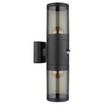 Corp de iluminat pentru exterior din oțel inoxidabil negru mat, plastic de culoare fumurie, direcția luminii: sus și jos, inclusiv senzor, IP44, l x I: 102x420mm, A: 170mm, fără becuri 2xE27 60W 230V - imagine 3