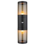 Corp de iluminat pentru exterior din oțel inoxidabil negru mat, plastic de culoare fumurie, direcția luminii: sus și jos, inclusiv senzor, IP44, l x I: 102x420mm, A: 170mm, fără becuri 2xE27 60W 230V - imagine 4